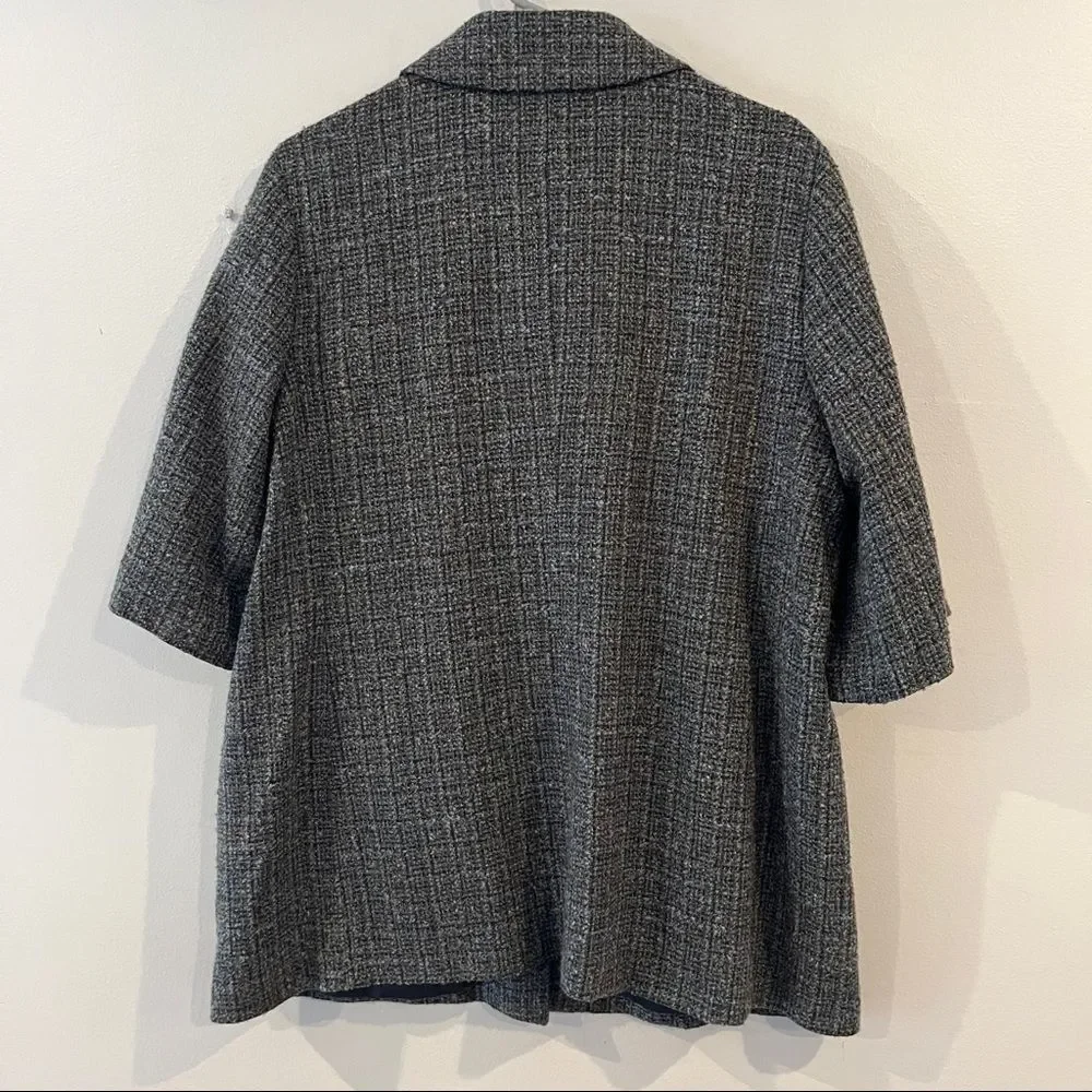 J Jill gray tweed short sleeve wool blend snap front blazer jacket - Picture 6 of 11